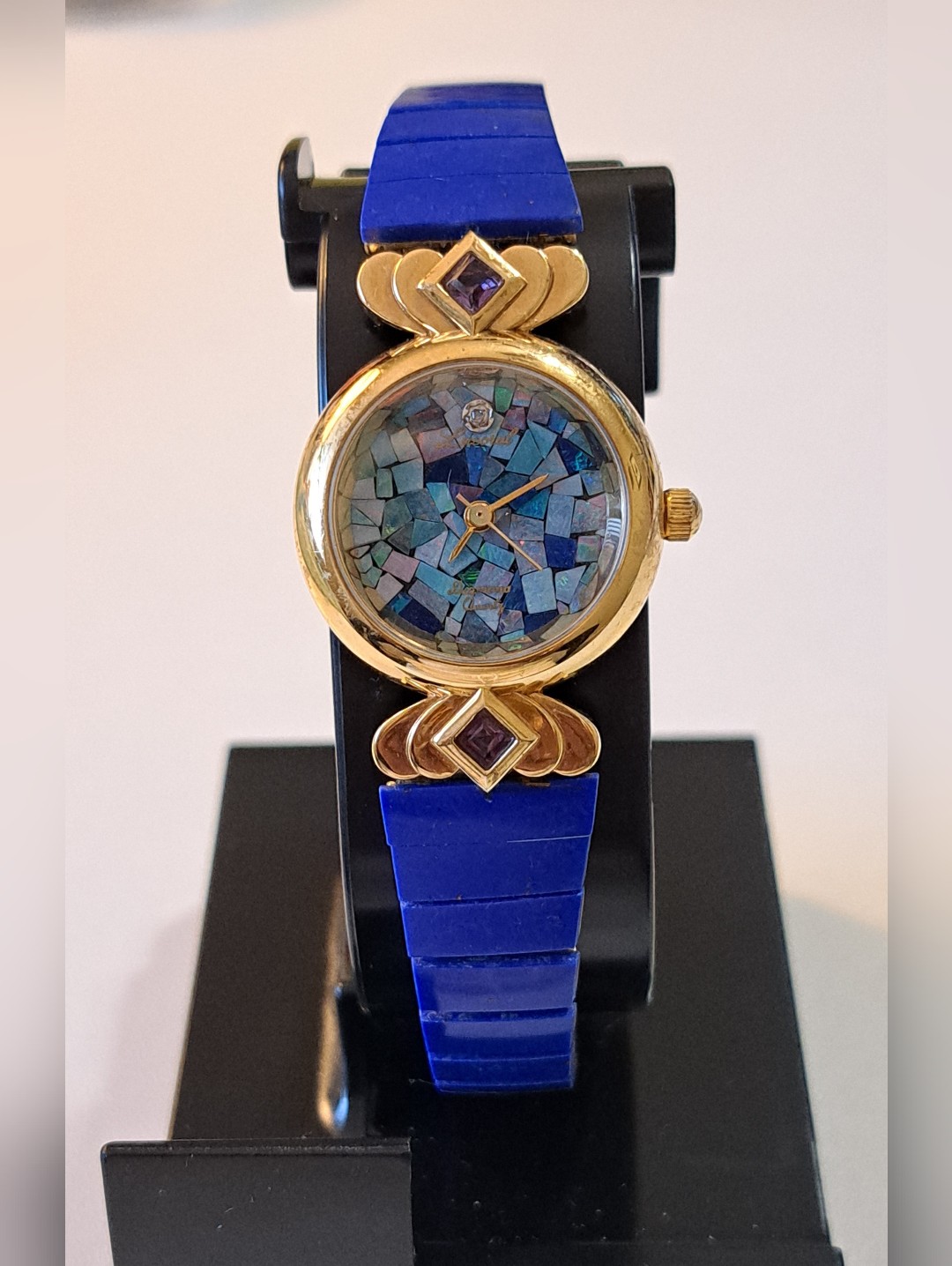 Vintage Lucoral Quartz Mosaic Dial Made Of Lapis Lazuli Watch